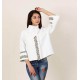 Floral net, white cashmere jacket