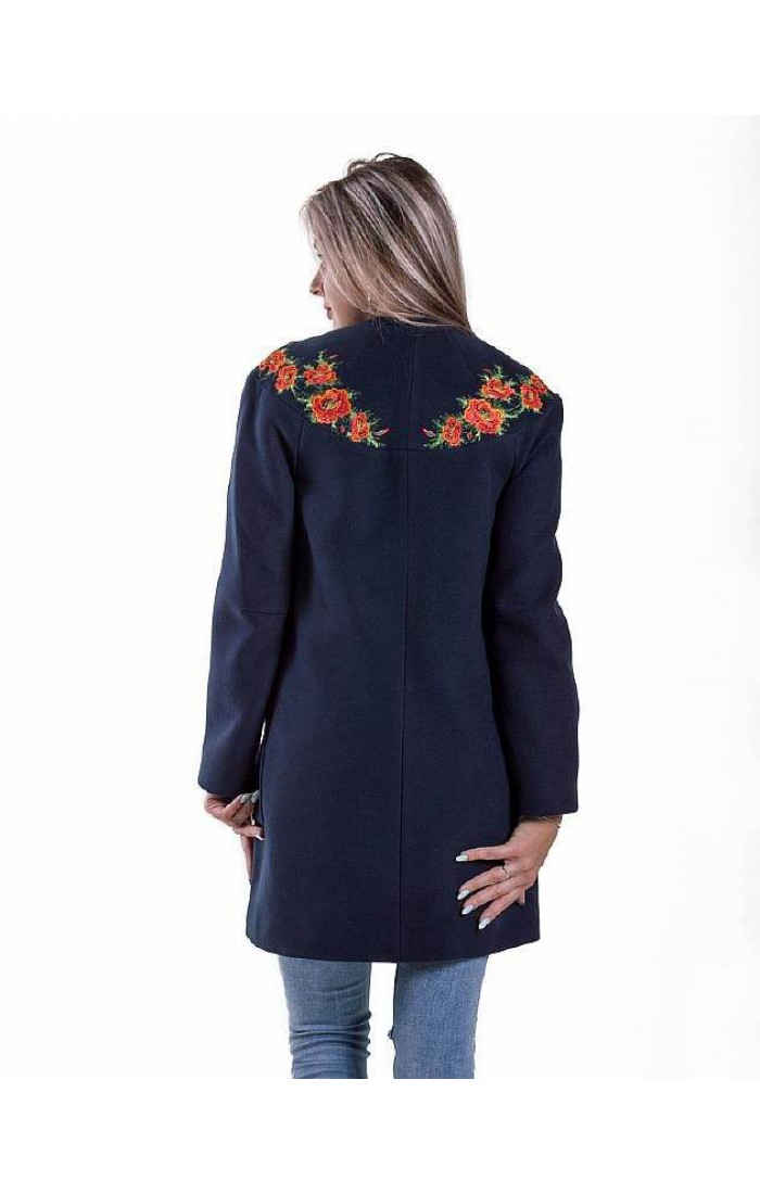 Poppies, dark blue coat