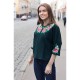The charm of a rose, embroidered women's green cape