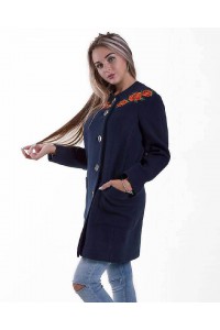 Coat cashmere dark blue Poppies