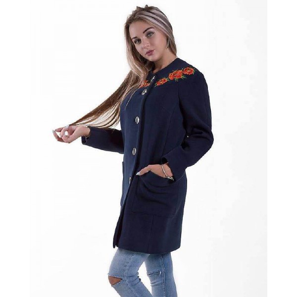 Пальто кашемировое темно-синее Маки, 50