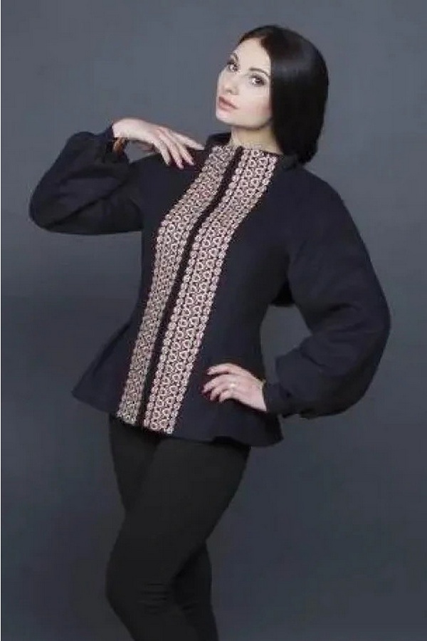 Girl, coat with embroidery