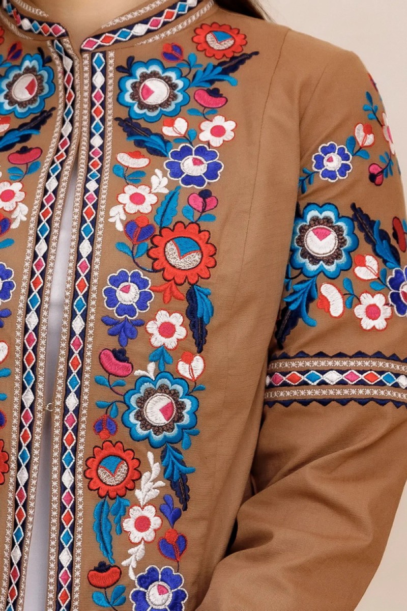 Brown jacket with embroidery Blossom