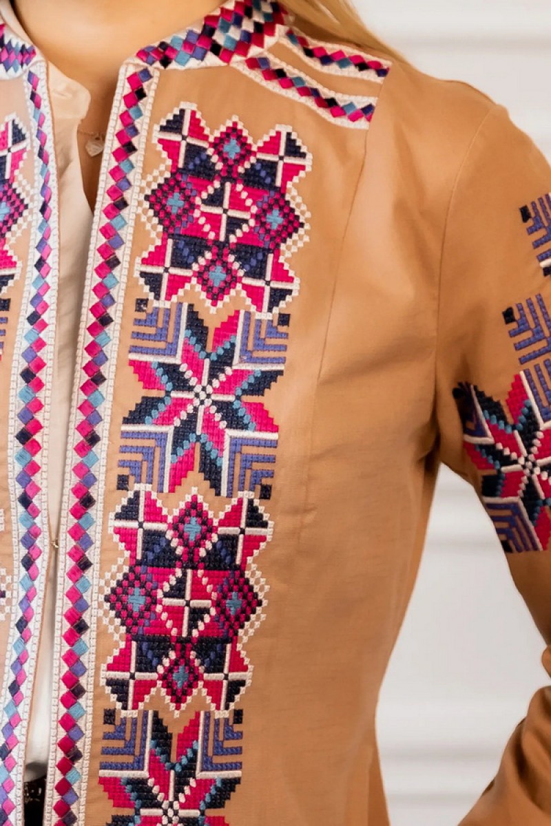 Brown jacket with embroidery Mileniia