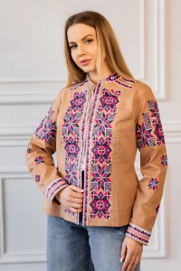 Жакет коричневий з вишивкою Міленія