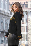 Over jumper in Ukrainian style Ethno black with yellow-