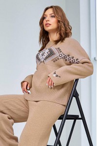 Джемпер  oversize в українському стилі бежевий «Етно»