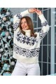 Berta, knitted sweater with geometric patterns, milk