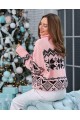 Berta, knitted sweater with geometric patterns, pink