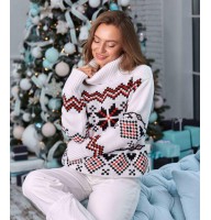 Berta, knitted sweater with geometric patterns, white Berta, knitted sweater with geometric patterns, white