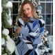 Мираж, плетеное платье миди с геометрическим орнаментом, голубое
