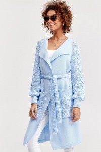 Вязаний модний кардиган «Зефірка» (блакитний), oversize 42-52