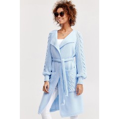 Вязаний модний кардиган «Зефірка» (блакитний), oversize 54-60