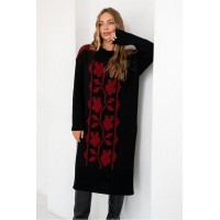 Плетеная вязаное платье вышиванка Вербена (черный, бордо, алый)