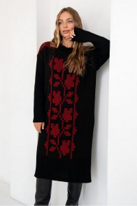 Knitted dress vyshyvanka Verbena (black, burgundy, scarlet)