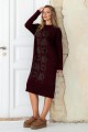 Knitted dress vyshyvanka Verbena (burgundy, black, caramel)