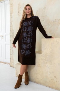 Knitted dress vyshyvanka Verbena (chocolate, black, purple)