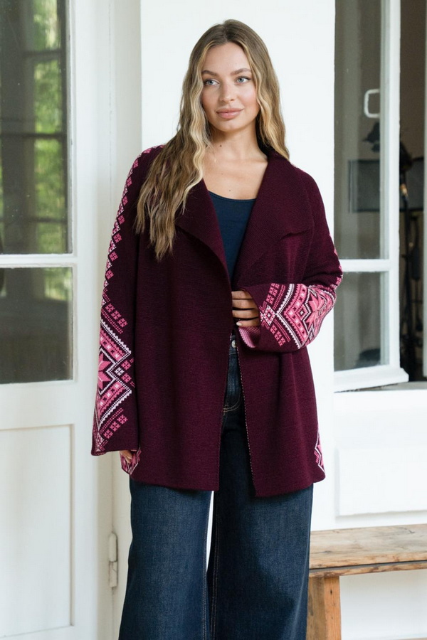 Kristina knitted cardigan in ethnic style 