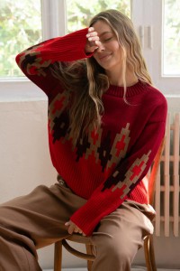 Bright knitted sweater “Alisa” (caramel, olive, khaki, pink)