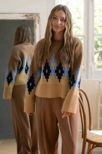 Bright knitted sweater “Alisa” (caramel, olive, khaki, pink)