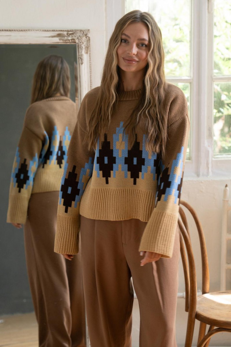 Яркий вязаный свитер «Алиса» (карамель, олива, хаки, розовый)