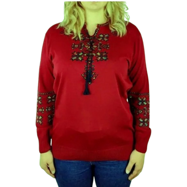 Women's burgundy Vlada embroidered jumper