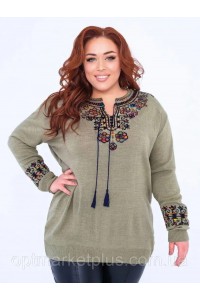 Women's olive Vlada embroidered jumper