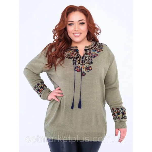 Women's olive Vlada embroidered jumper