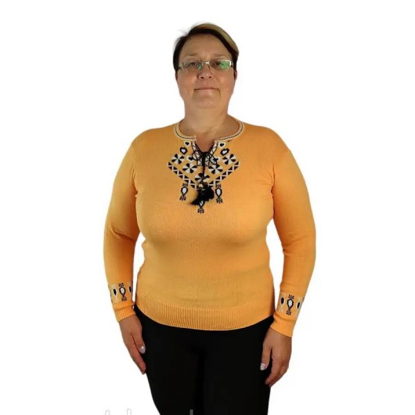 Women's yellow embroidered sweater, Vanda