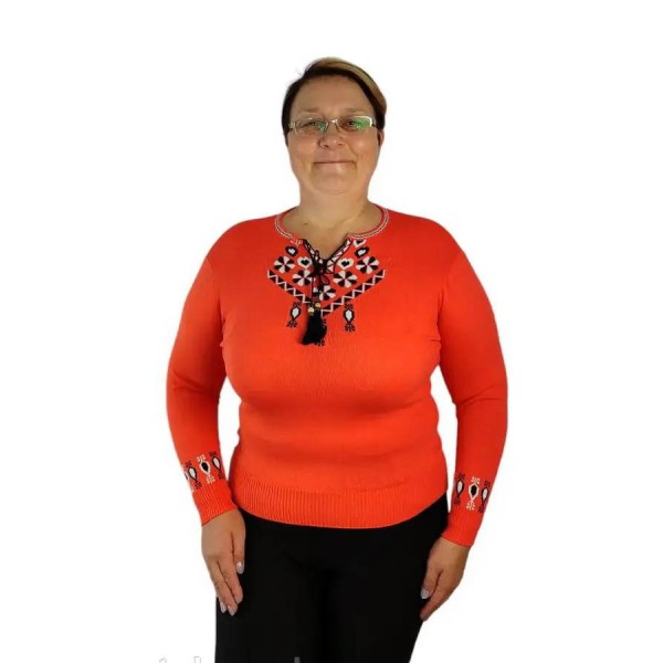 Women's embroidered sweater orange Vanda