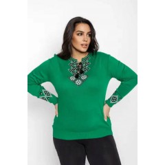 Джемпер вышиванка женская зеленая Венера, XL