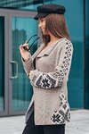 Христина вязаный кардиган капучино в этно-стиле. Размер -