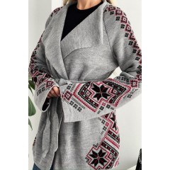 Kristina, knitted cardigan in ethnic style
