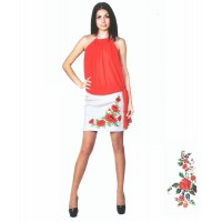 Poppy flower, linen skirt