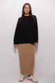 Long knitted brown skirt. Size S-M