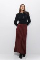 long pleated skirt, burgundy knitted skirt . size  S-M