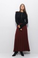 long pleated skirt, burgundy knitted skirt . size  S-M