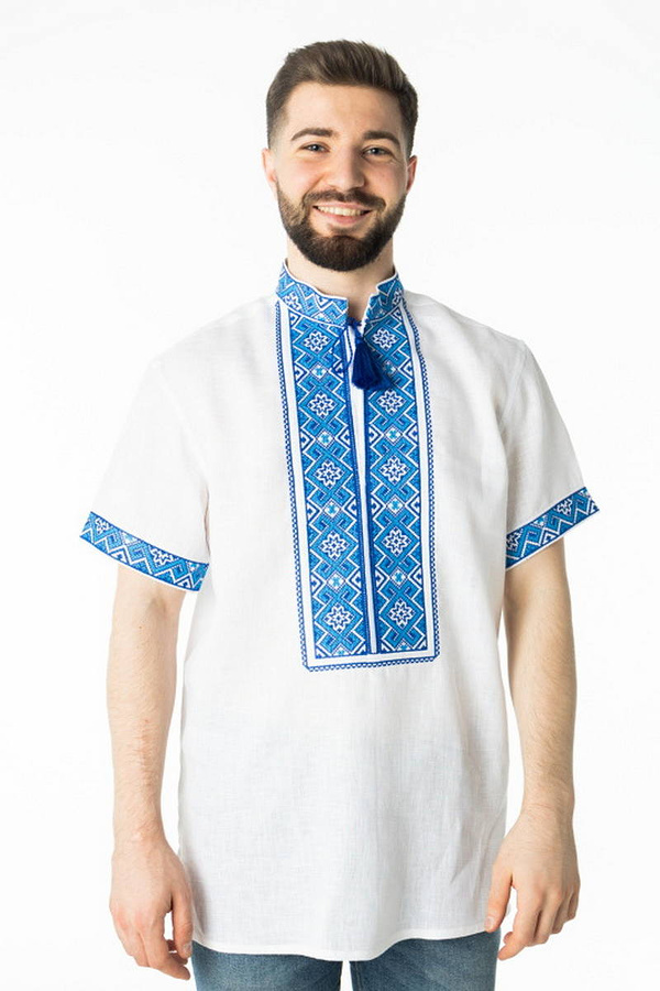 Linen shirt with blue embroidery Svitozar