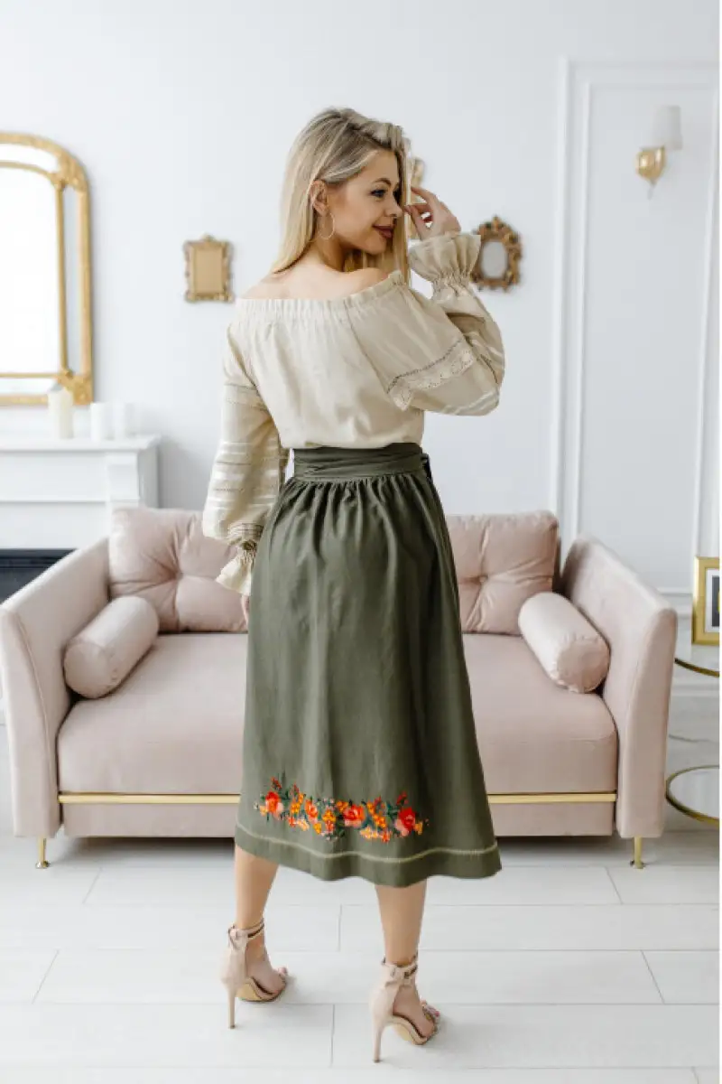 Kupava women s embroidered suit beige with khaki from KRAM.KR.UA Ukraine