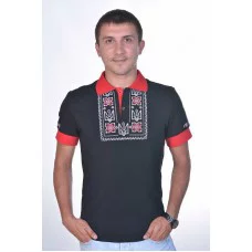 Поло з вишивкою Україна чорно-червона чоловіча